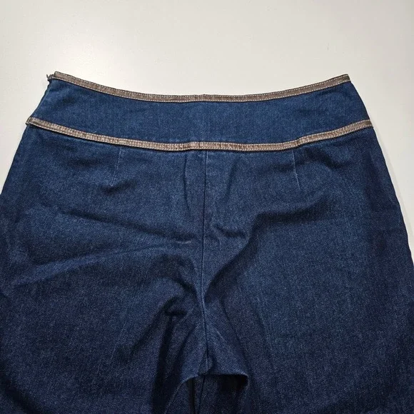 Vintage Pendleton Blue Denim Flare Jeans Faux Leather Trim Md-Rise Women's 8 - Picture 6 of 12